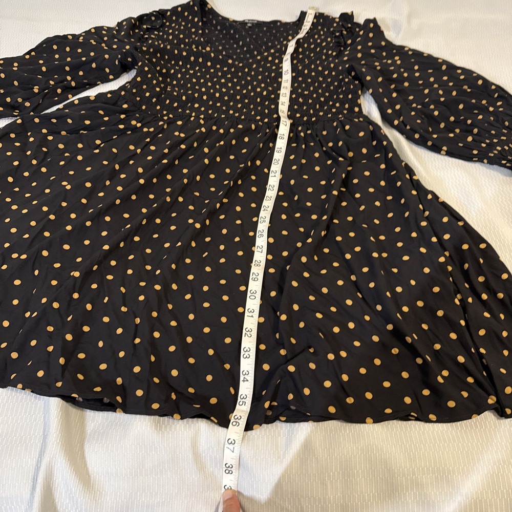 Madewell Lucie V-Neck Smocked Mini Dress in Polka Dot Size L - Picture 8 of 13